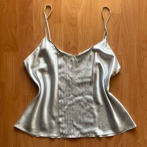 Fantasies Morgan Taylor Silver Tank Top Night Cami Size L EUC
